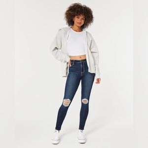 Hollister high rise super skinny distressed knee jeans